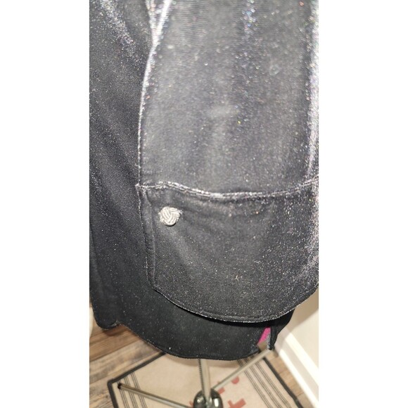 Harvé Benard Black Velvet Mandarin Collar Frog Button Jacket Coat XL VTG - Picture 5 of 7